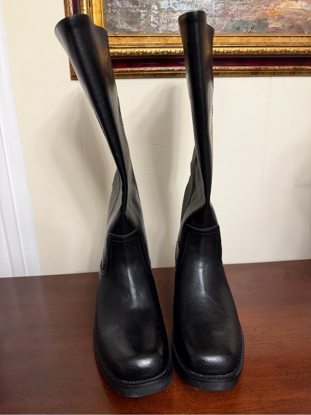 Frye & Co. Miranda 14 Wide Calf Black vegan Tall Boots Size 8.5 NWOT - Picture 4 of 10